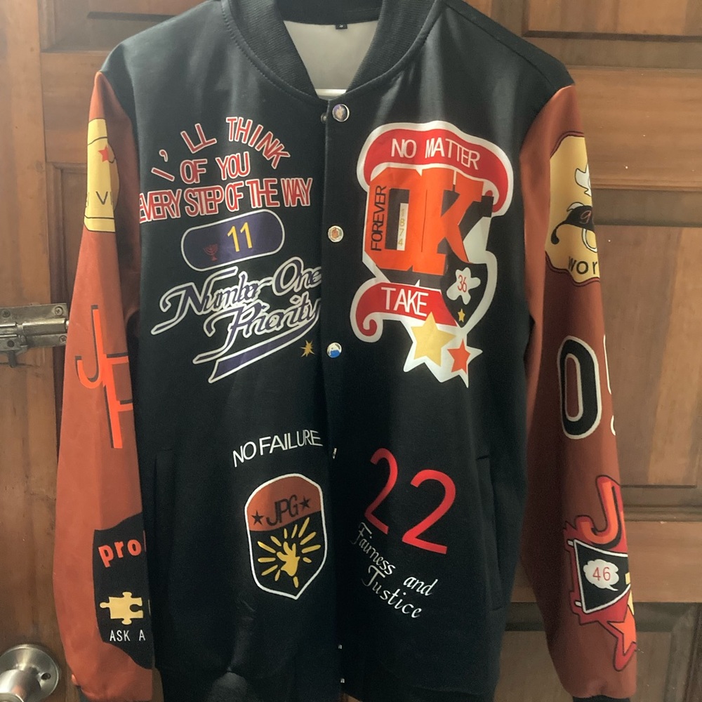 Men jacket multcolor with start print bomber